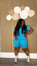 CROP TOP BIKER SHORT SET