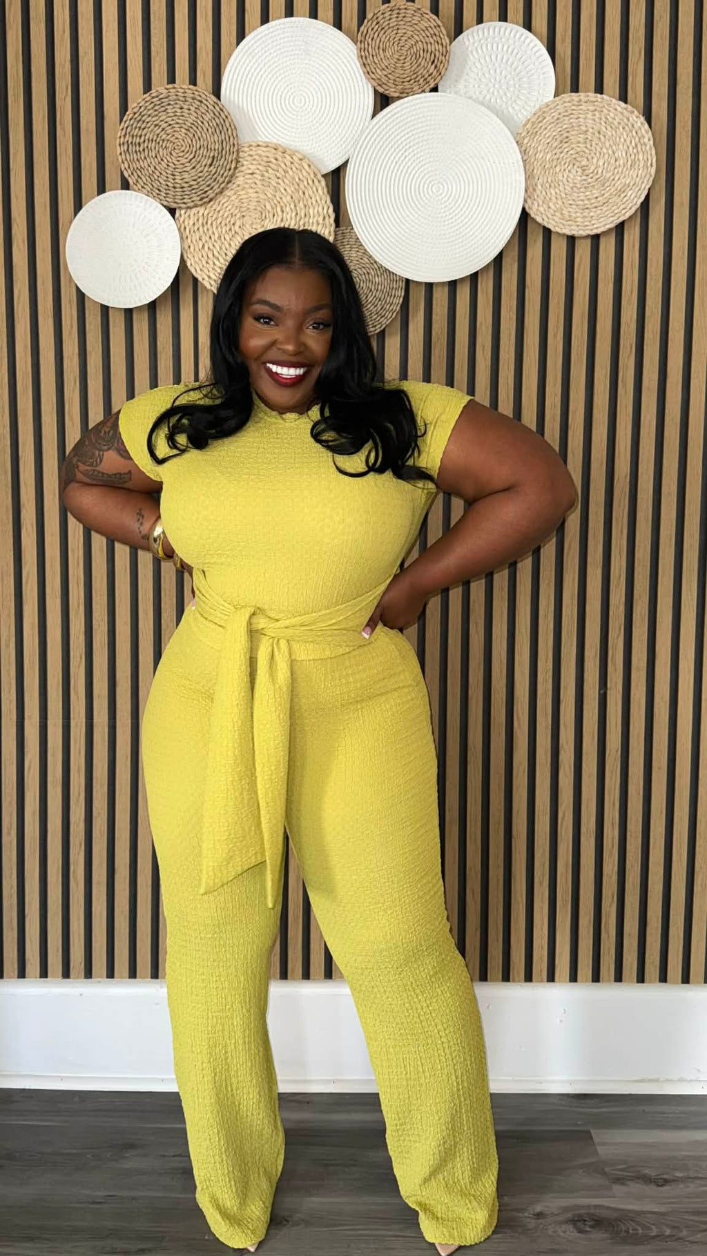 FRONT TIE FLARE CROP TOP SET