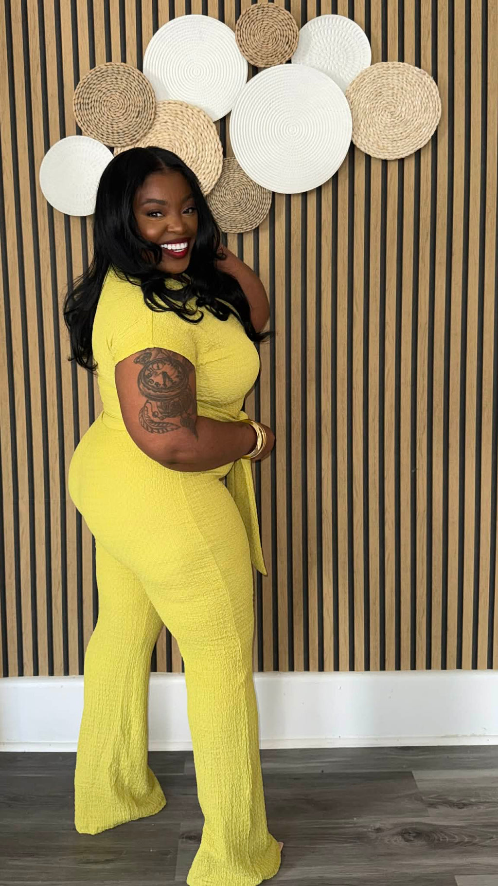 FRONT TIE FLARE CROP TOP SET